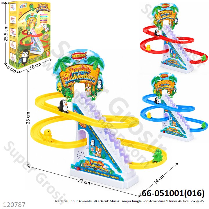 Track Seluncur Animals B/O Gerak Musik Lampu Jungle Zoo Adventure 1 Inner 48 Pcs Box @96