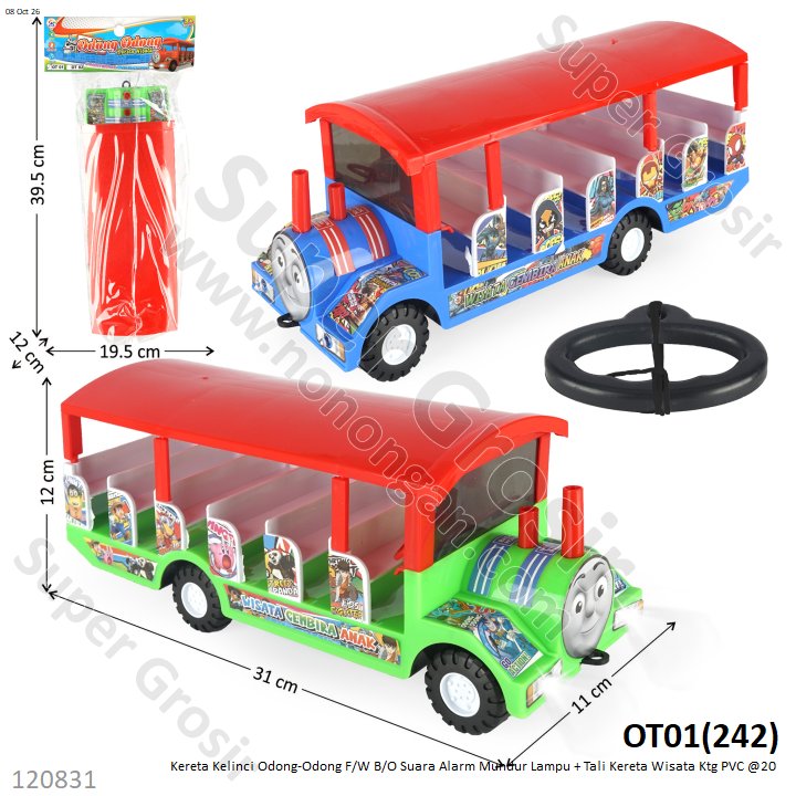Kereta Kelinci Odong-Odong F/W B/O Suara Alarm Mundur Lampu + Tali Kereta Wisata Ktg PVC @20