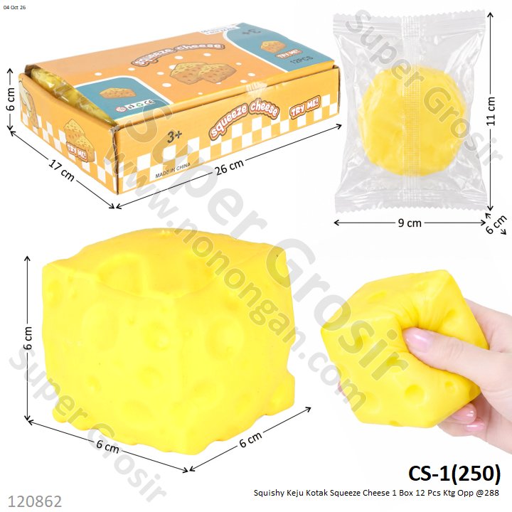 Squishy Keju Kotak Squeeze Cheese 1 Box 12 Pcs Ktg Opp @288