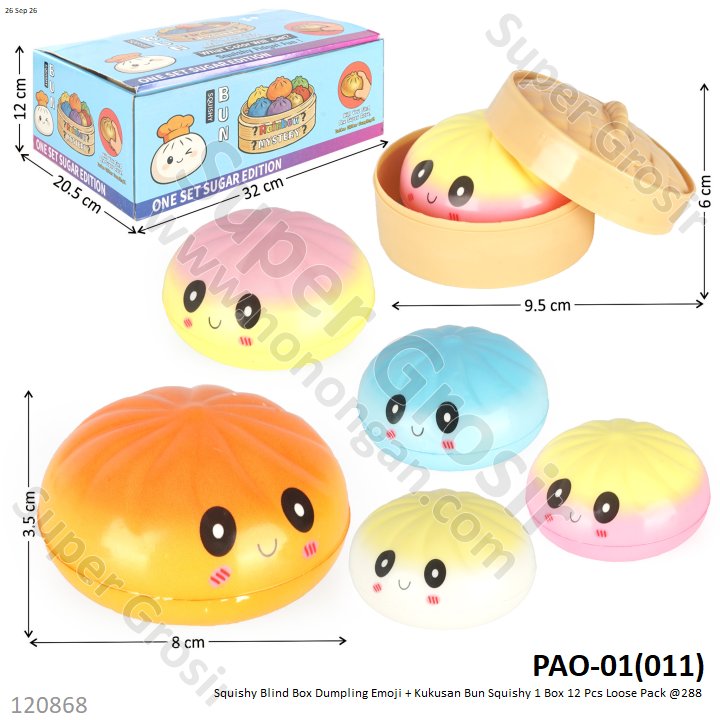 Squishy Blind Box Dumpling Emoji + Kukusan Bun Squishy 1 Box 12 Pcs Loose Pack @288