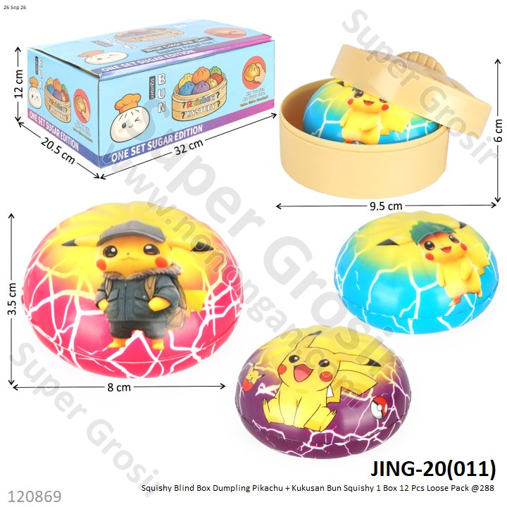 Squishy Blind Box Dumpling Pikachu + Kukusan Bun Squishy 1 Box 12 Pcs Loose Pack @288