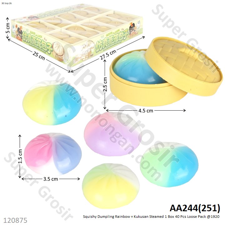 Squishy Dumpling Rainbow + Kukusan Steamed 1 Box 40 Pcs Loose Pack @1920