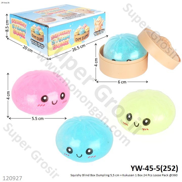 Squishy Blind Box Dumpling 5,5 cm + Kukusan 1 Box 24 Pcs Loose Pack @360