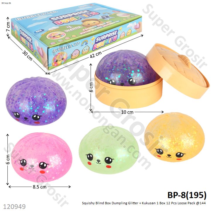 Squishy Blind Box Dumpling Glitter + Kukusan 1 Box 12 Pcs Loose Pack @144