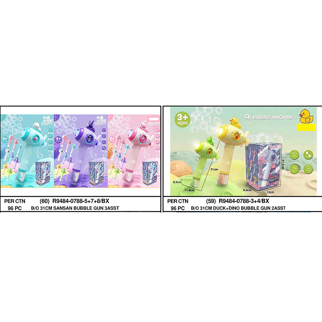 Bubble Gun Karakter B/O Lampu + Refill Bubble  Machine Box @96