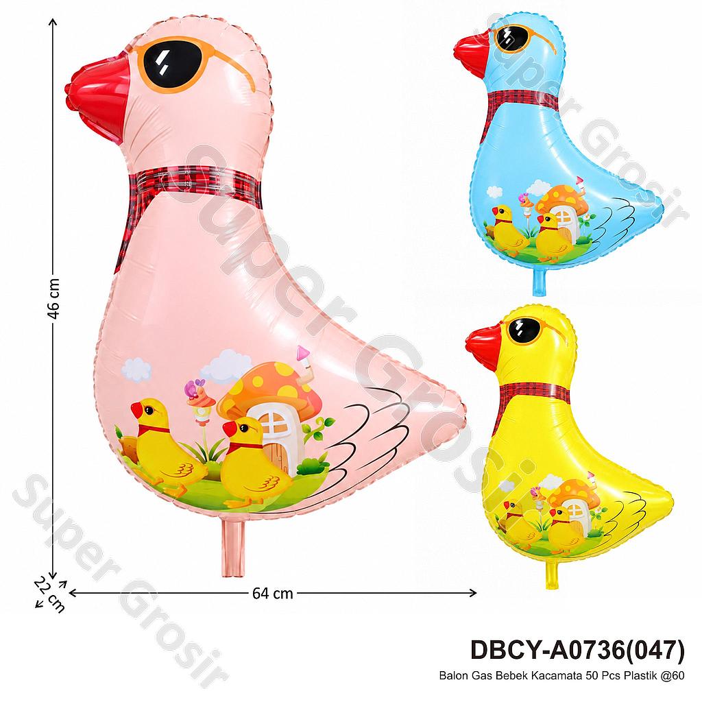 Balon Gas Bebek Kacamata 50 Pcs Plastik @60