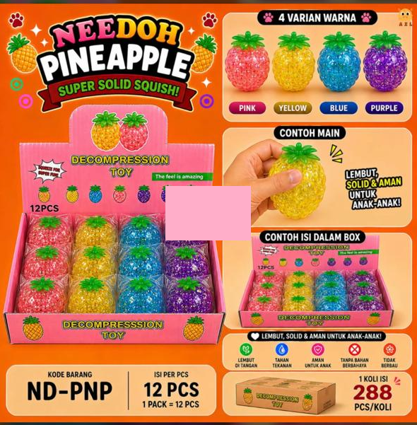 Squishy Needoh Buah Decompression Toy 1 Box 12 Pcs Ktg Opp @288