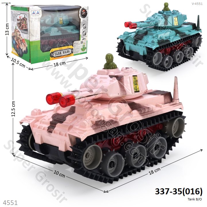Mobil Baterai Tank B/O Jalan Lampu Tank Wars Box Window @0