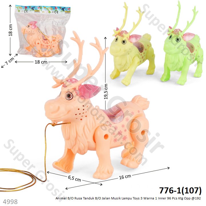 Hewan Rusa Kutub Sven Frozen B/O Jalan Musik Lampu Toys 3 Warna 1 Inner 96 Pcs Ktg Opp @192