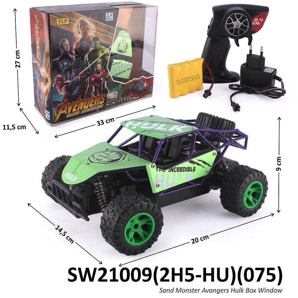 R/C Mobil Sand Monster Hulk Charge + Charger Avengers 2.4 Ghz Box Window @36