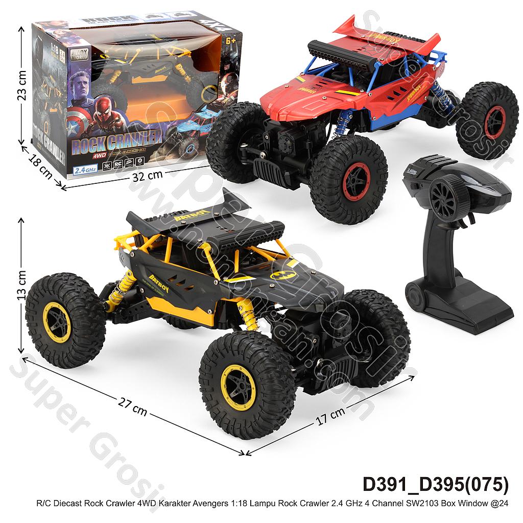 R/C Diecast Rock Crawler 4WD Karakter Avengers 1:18 Charge + Kabel Charge Lampu Rock Crawler 2.4 GHz 4 Channel SW2103 Box Window @24
