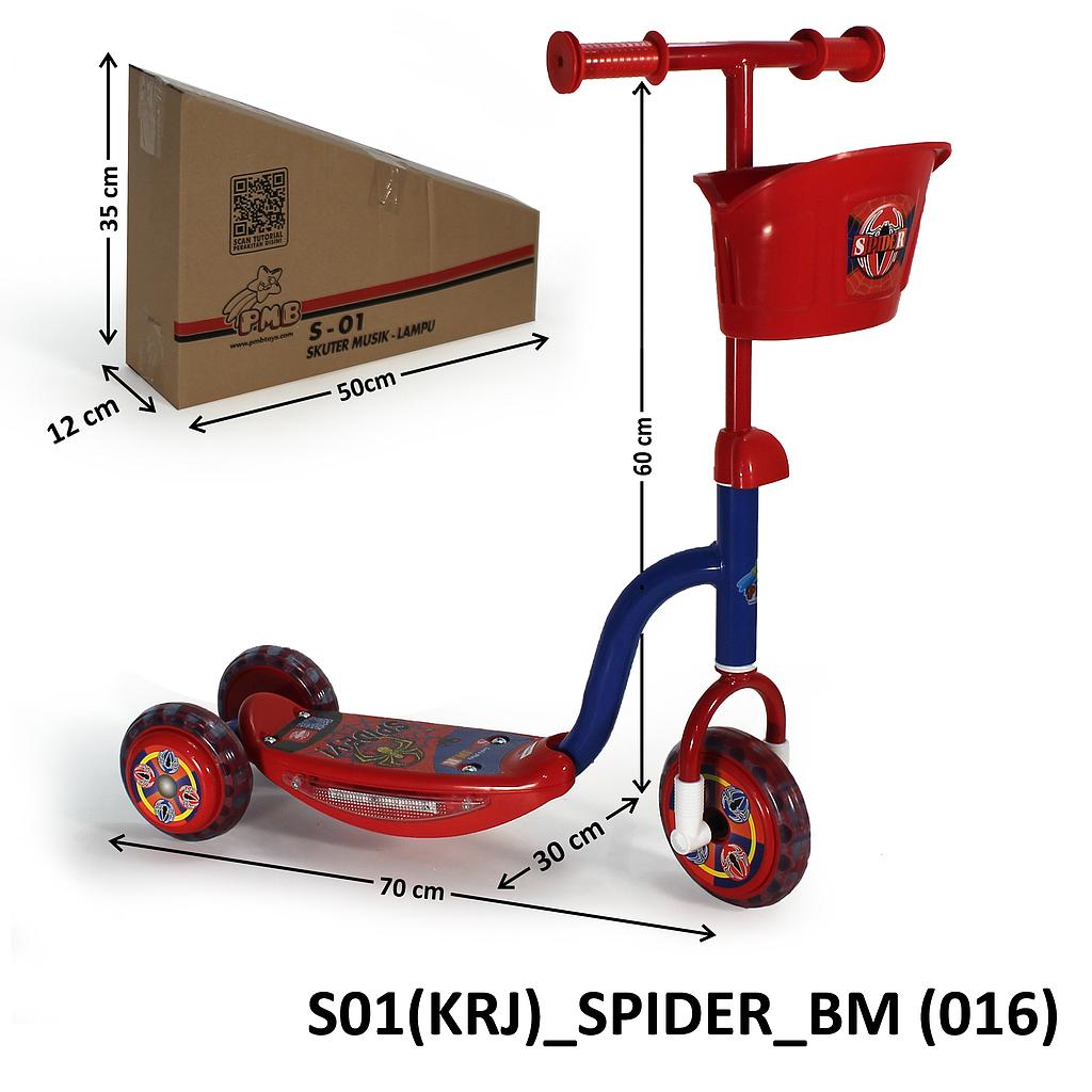 Scooter Roda 3 Lampu Musik Biru Merah @6